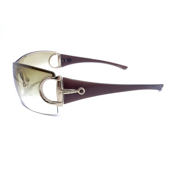 Gucci GG 2712/S BFE Gold Brown Wrap Shied Sunglasses Yellow Lens 115 Italy Women - Picture 7 of 12